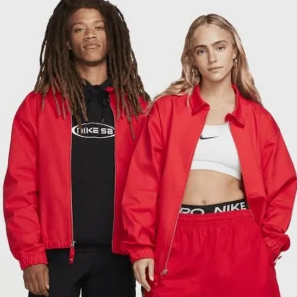 Unisex Nike SB Woven Twill Premium Skate Jacket Red Loose Fit Size XL